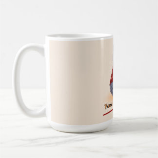 "Powered by Coffee" Katze hält eine Tasse Kaffee