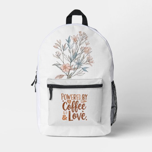 Powered by Coffee & Love – Cute Mom Life Design Bedruckter Rucksack (Vorderseite)