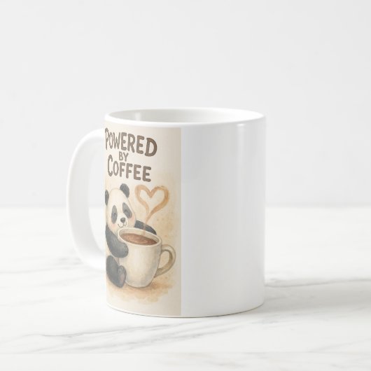 Powered by Coffee - Niedlich Panda Funny Mug Kaffeetasse (Vorderseite Links)
