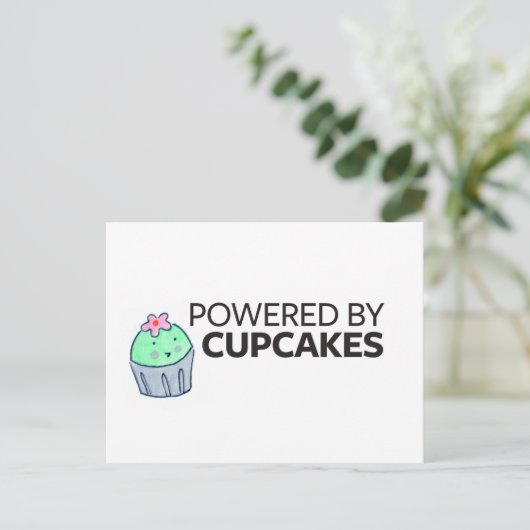 Powered by Cupcakes Postkarte (Stehend Vorderseite)