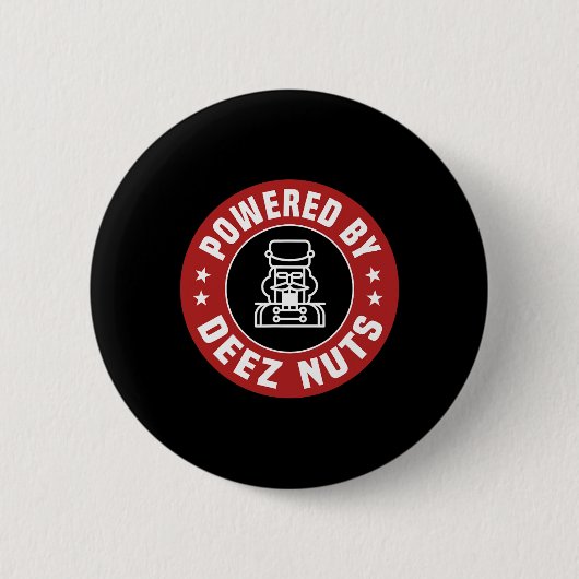 Powered by Deez Nuts - Funny Nutcracker Xmas Match Button (Vorderseite)