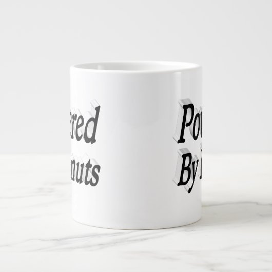 Powered by Donuts Zitat schwarzen Halbtext Jumbo-Tasse (Vorderseite)