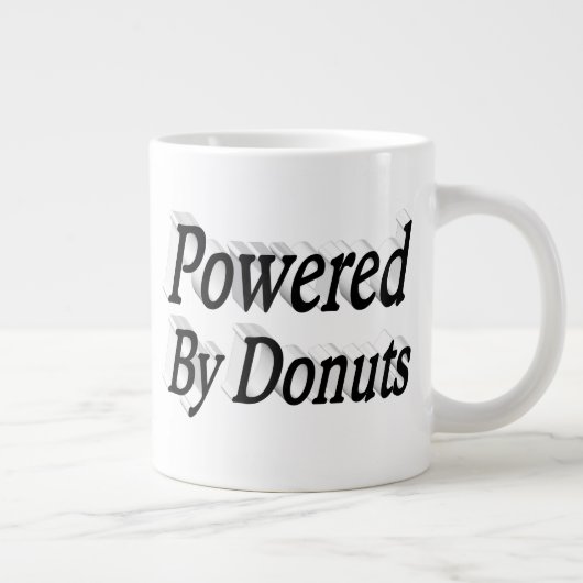 Powered by Donuts Zitat schwarzen Halbtext Jumbo-Tasse (Rechts)