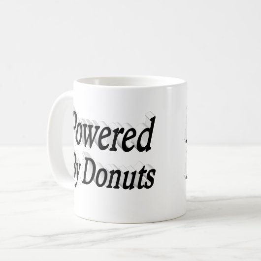Powered by Donuts Zitat schwarzen Halbtext Kaffeetasse (Vorderseite Links)