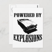"Powered by Explosions" Britisches Sportauto Postkarte (Vorne/Hinten)