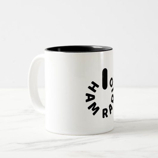 Powered by HAM Radio Zweifarbige Tasse (Vorderseite Links)