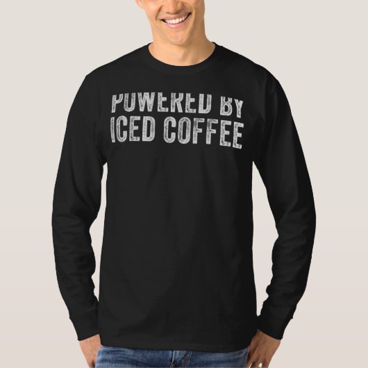 Powered by Iced Coffein Funny Vintag T-Shirt (Vorderseite)
