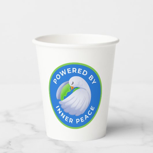 Powered by Inner Peace Dove Balloon Pappbecher (Vorderseite)