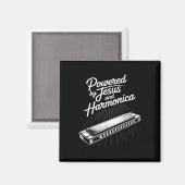 Powered By Jesus And Harmonica Christian Music  Magnet (Vorderseite/Rückseite)