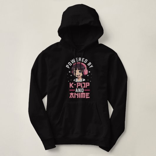 Powered by K-Pop and Anime Kpop Merchandise Hoodie (Design vorne)