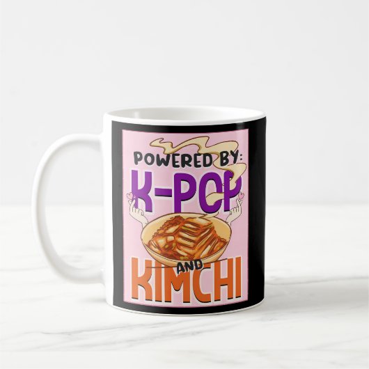 Powered by K-Pop and Kimchi Kpop Finger Heart Kaffeetasse (Links)