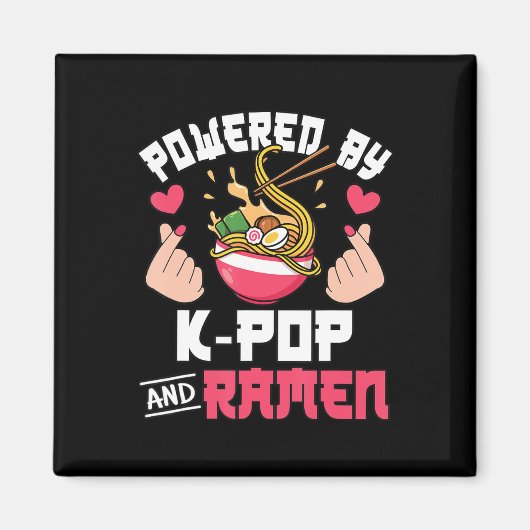 Powered by K-Pop and Ramen Niedlich Kpop Music Ani Magnet (Vorne)