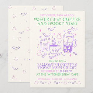 Powered By Kaffee & Grusel-Vibes Halloween-Film Einladung