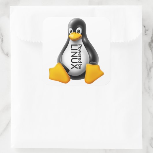 Powered by Linux Quadratischer Aufkleber (Tasche)
