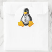 Powered by Linux Runder Aufkleber (Tasche)