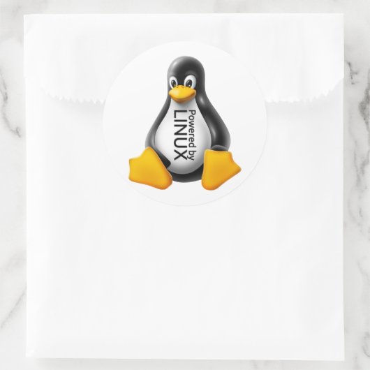 Powered by Linux Runder Aufkleber (Tasche)