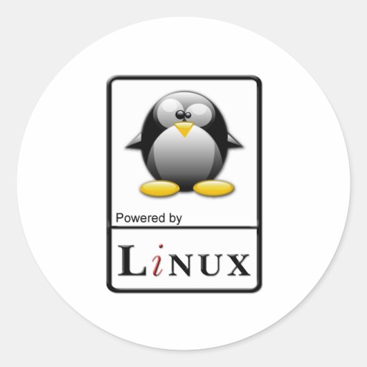 Powered by Linux Runder Aufkleber (Vorderseite)