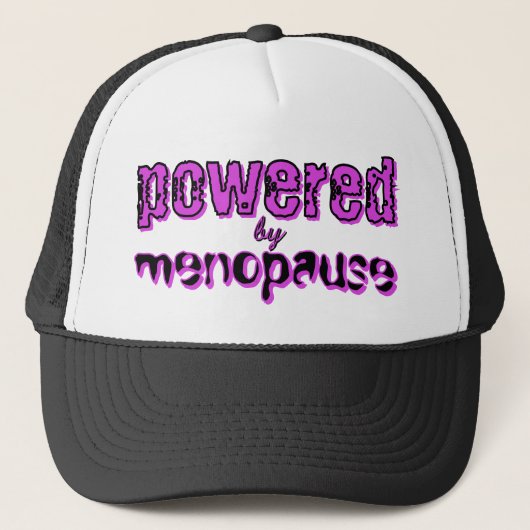 Powered by Menopause 4Trucker Hat, weiß und schwar Truckerkappe (Vorderseite)