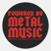 Powered by Metal Music Fans Death Metal Runder Aufkleber (Vorderseite)