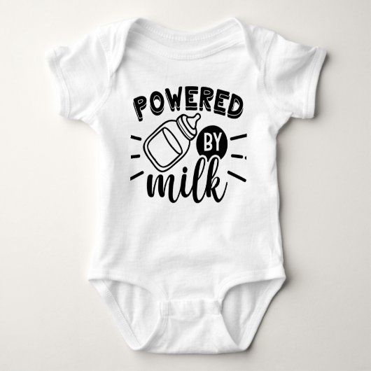 Powered by Milk Baby Bodysuit - Funny Baby Shower Baby Strampler (Vorderseite)