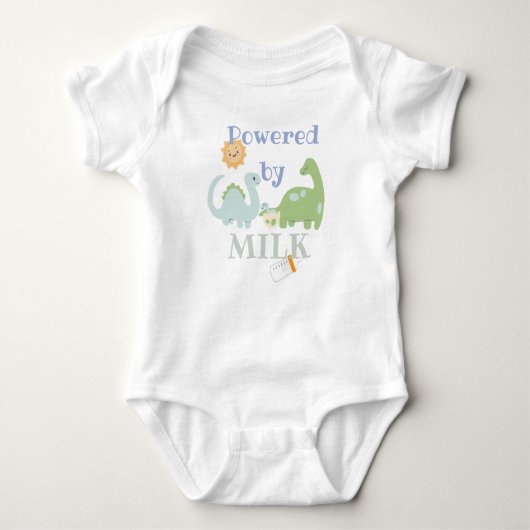 Powered by milk- dinosaur  baby strampler (Vorderseite)