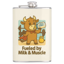 Powered by Milk & Muscle - Funny Bull Cartoon Flas