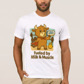 Powered by Milk & Muscles - Funny Bullio Cartoon T-Shirt (Vorderseite)