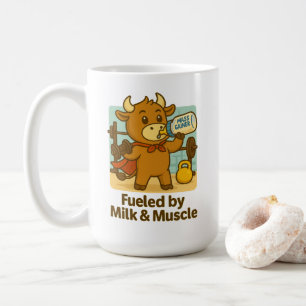 Powered by Milk & Muscles - Funny Bullio Tasse