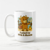 Powered by Milk & Muscles - Funny Bullio Tasse (Links)