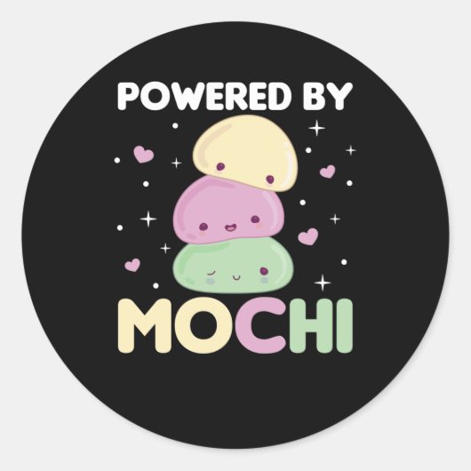 Powered by Mochi - Kawaii Mochi Ice Cream Runder Aufkleber (Vorderseite)