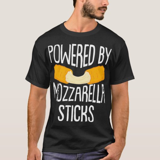 Powered by Mozzarella Sticks Funny Cheese Lover T-Shirt (Vorderseite)