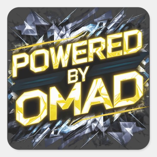 Powered by Omad Graphic Art Design Quadratischer Aufkleber (Vorderseite)