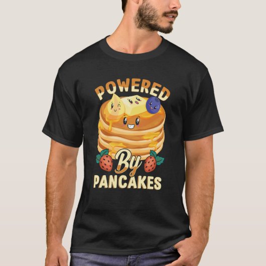 Powered By Pancakes Pancake BlueBerry & Strawberry T-Shirt (Vorderseite)