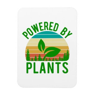 Powered by Pflanze Funny Green Vegan Vintag Sunset Magnet