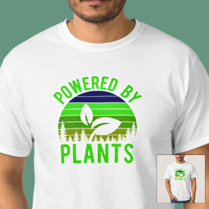Powered by Pflanze Funny Green Vegan Vintag Sunset T-Shirt