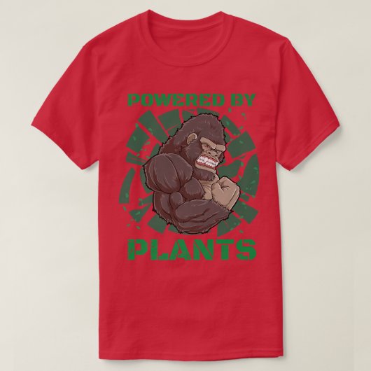 Powered by Pflanze Gorilla Vegane Fitness T-Shirt (Design vorne)