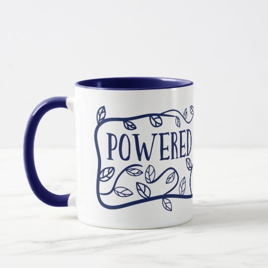 Powered by Pflanze Navy Blue Wraparound Vegetarian Tasse (Links)