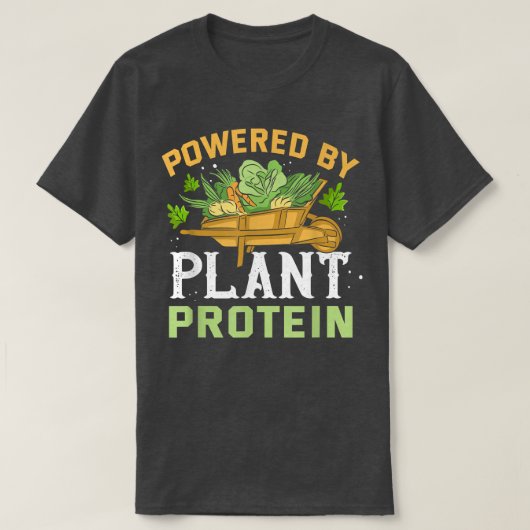 Powered by Pflanze Protein Meme Vegane Pflanze Pow T-Shirt (Design vorne)