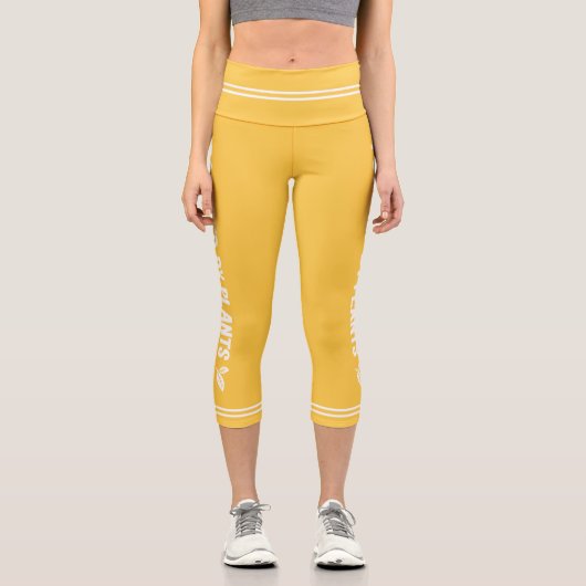 Powered by Pflanze Vegan hellgelb minimal Capri Leggings (Vorderseite)