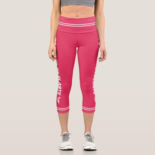 Powered by Pflanze Vegan rosa minimal Capri Leggings (Vorderseite)