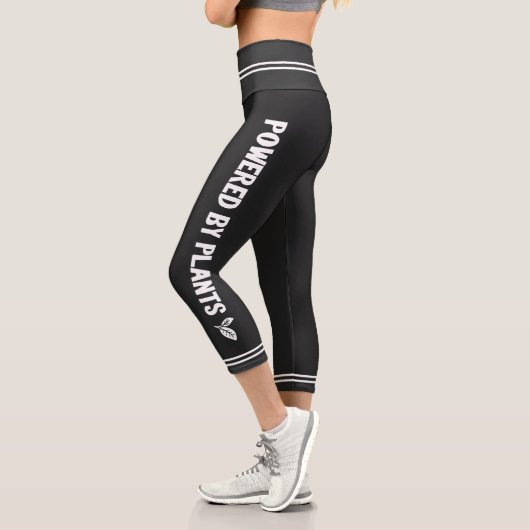 Powered by Pflanze Vegan schlicht Schwarz minimal Capri Leggings (Links)