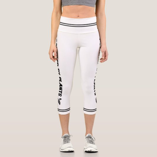 Powered by Pflanze Vegan schlicht-weiß minimal Capri Leggings (Vorderseite)