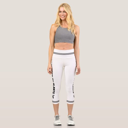 Powered by Pflanze Vegan schlicht-weiß minimal Capri Leggings (Vorderseite)