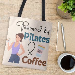 Powered by Pilates und Coffee Quote Fitness Yoga Tasche