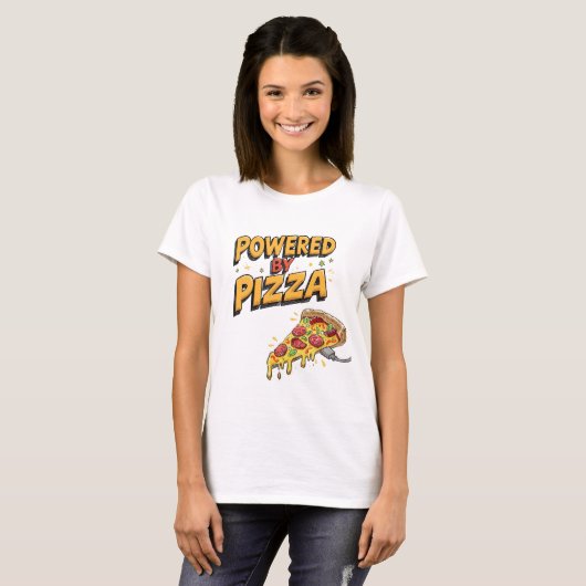Powered by Pizza Funny Feinschmecker Graphic T-Shi T-Shirt (Vorne ganz)