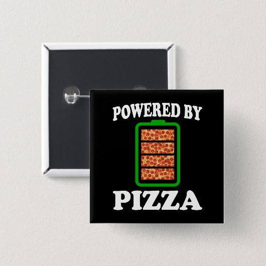 Powered by Pizza - Funny Pizza Button (Vorne & Hinten)