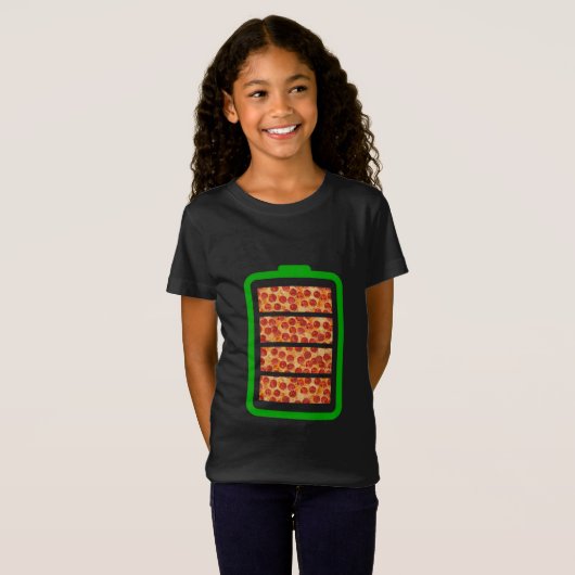 Powered by Pizza - Pizza Liebhaber T-Shirt (Vorne ganz)