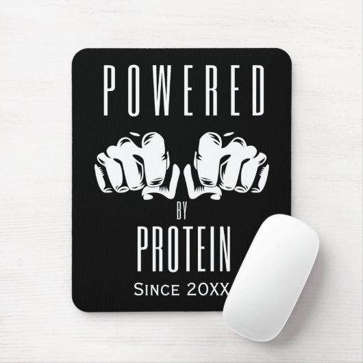 Powered by protein stylish Black Mousepad (Mit Mouse)