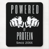 Powered by protein stylish Black Mousepad (Vorne)