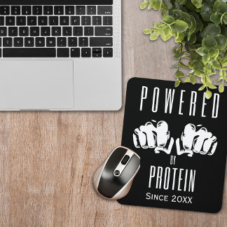 Powered by protein stylish Black Mousepad